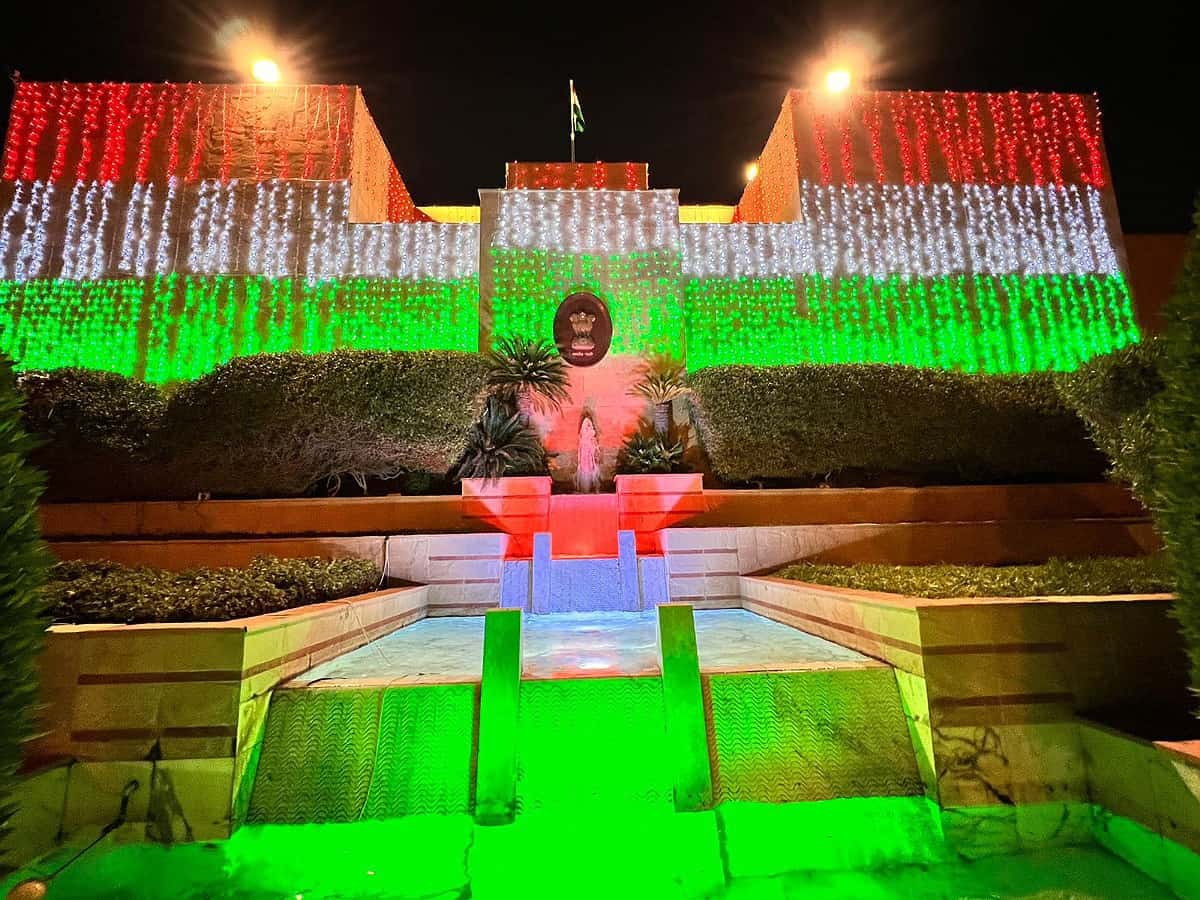 Indian embassy in Riyadh lit in tricolour for India's 75th Republic Day