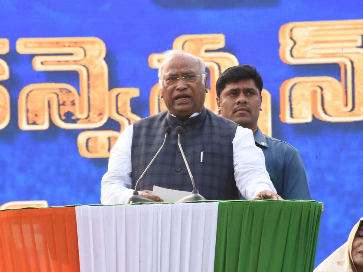 Hyderabad: Stomachs can't be filled with God's photos, Kharge tells Modi