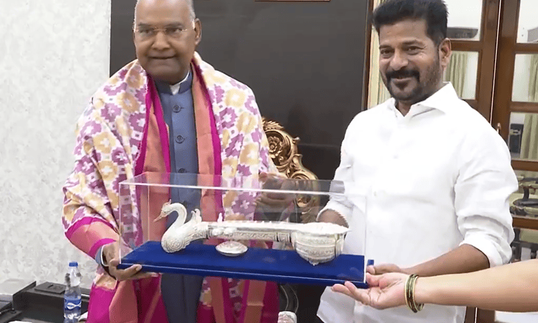 Revanth meets former Prez Ram Nath Kovind at Raj Bhavan