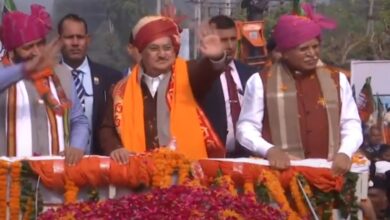 BJP chief JP Nadda holds roadshow in Haryana's Panchkula