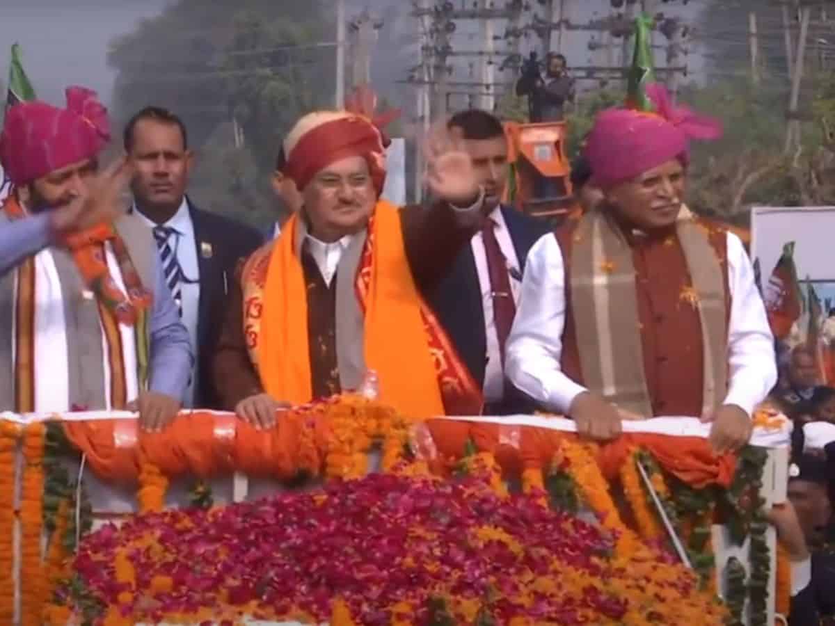 BJP chief JP Nadda holds roadshow in Haryana's Panchkula