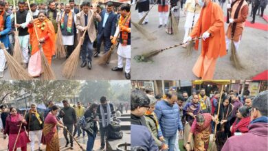 BJP leaders participate in cleanliness campaign in temples