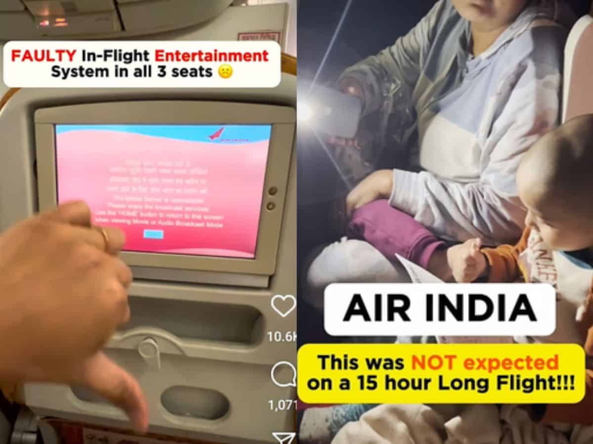 Woman shares video of Air India flight with non-functional reading lights & broken seats