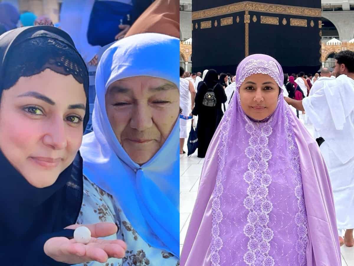 Viral pic: Hina Khan gives foot massage to old lady in Makkah