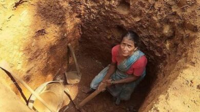 55 yr old woman digs well to provide water for Anganwadi children