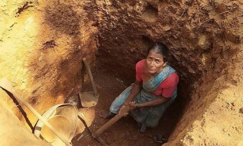 55 yr old woman digs well to provide water for Anganwadi children