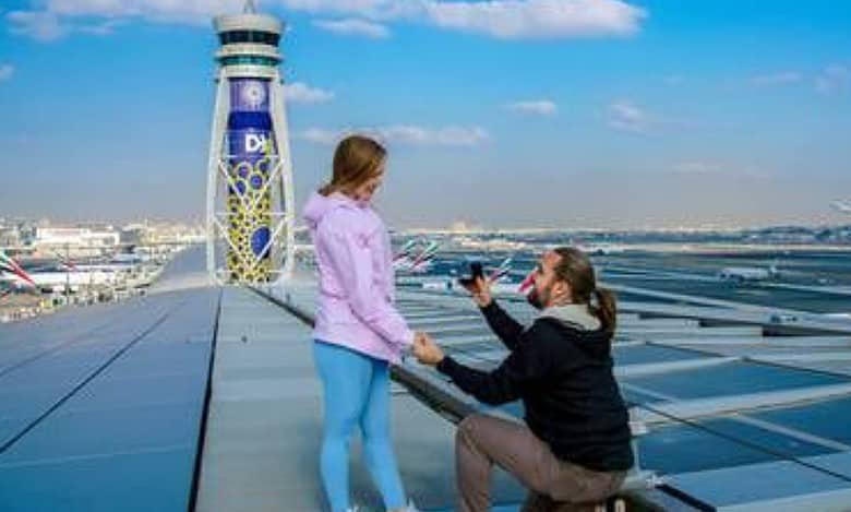 Video: World's first-ever proposal on Dubai airport rooftop