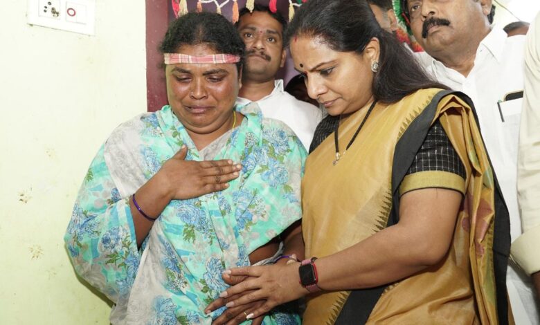 Kavitha, on Tuesday, February 20, paid a visit to the house of a residential school student, in Suryapet, Telangana, who died by suicide,