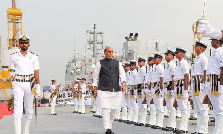 Vizag: Rajnath Singh commissions INS Sandhayak, warns pirates