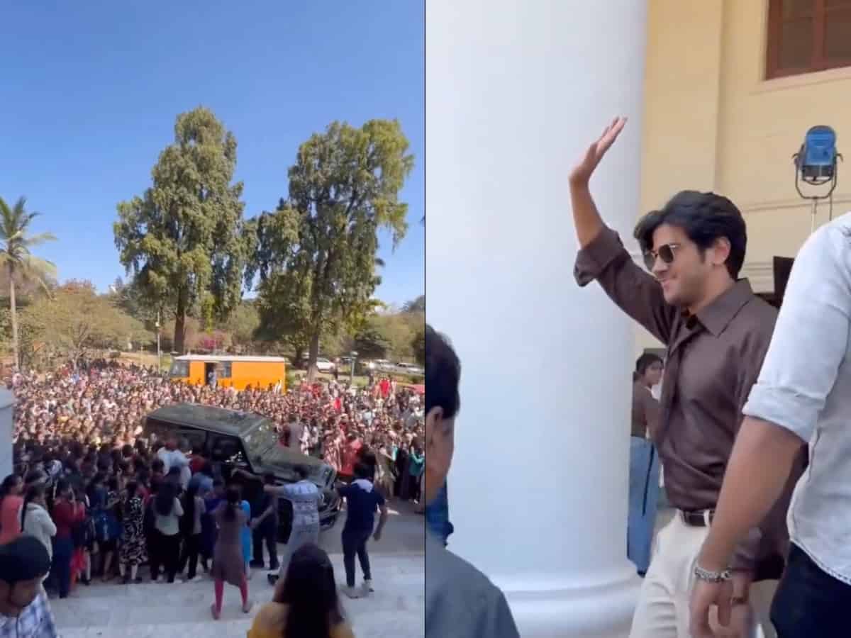 Dulquer Salmaan mobbed at college in Hyderabad [Video]