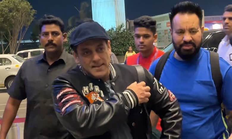 Salman Khan grabs eyeballs with his funky airport look, wears pants with his face painted on back