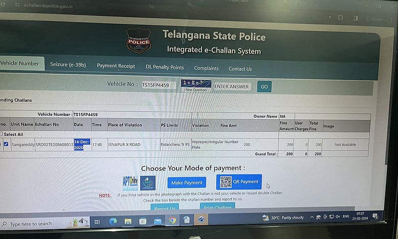 Hyderabad man registers car in 2024, finds 2020 traffic challan against it