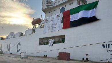 UAE sends ship carrying 4,544 tonnes of aid for Palestinians