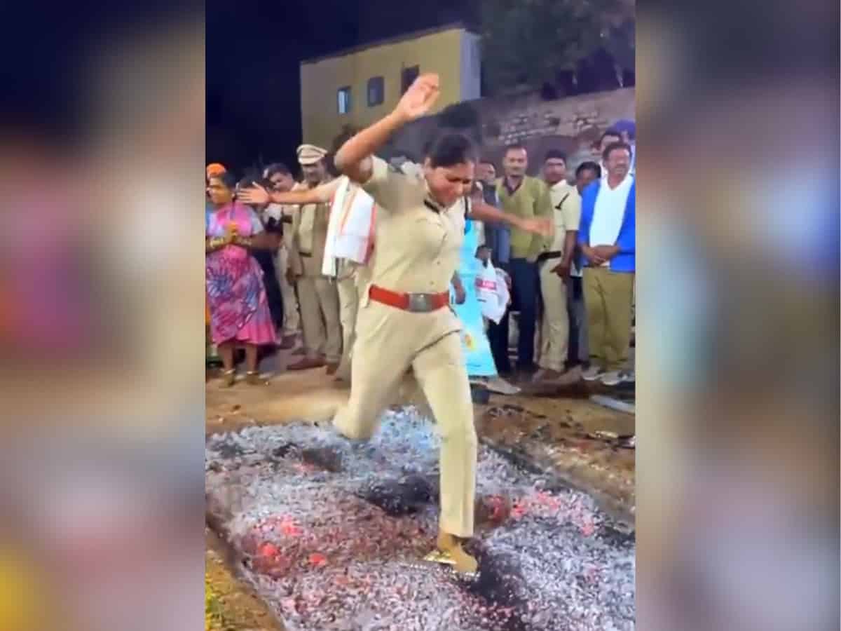 Video: Telangana cops walk barefoot on hot embers in Nalgonda
