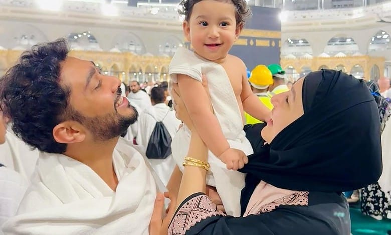 Gauahar Khan reveals son's face during Umrah (Photos)