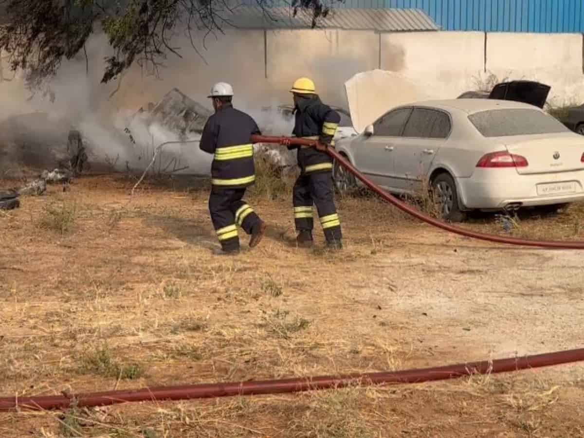 Video: Fire accident in Hyderabad's Gandipet, 25 cars up in flames