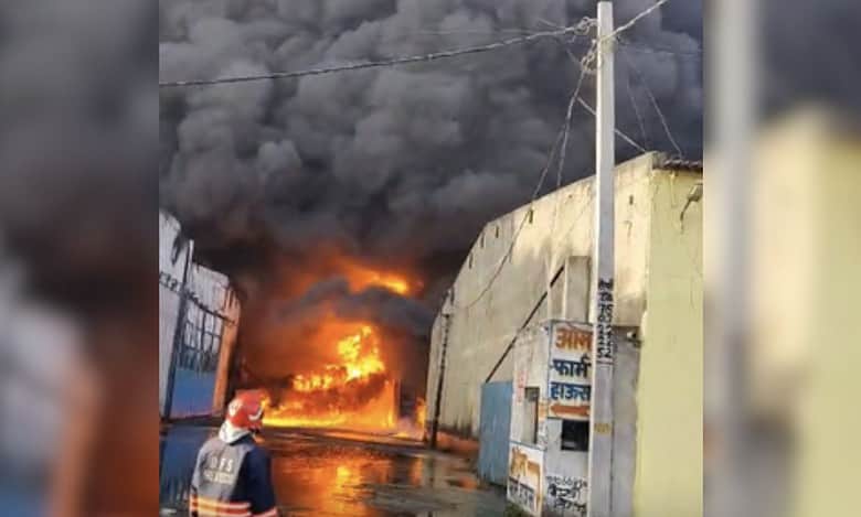 Massive fire at godown in Delhi's Alipur
