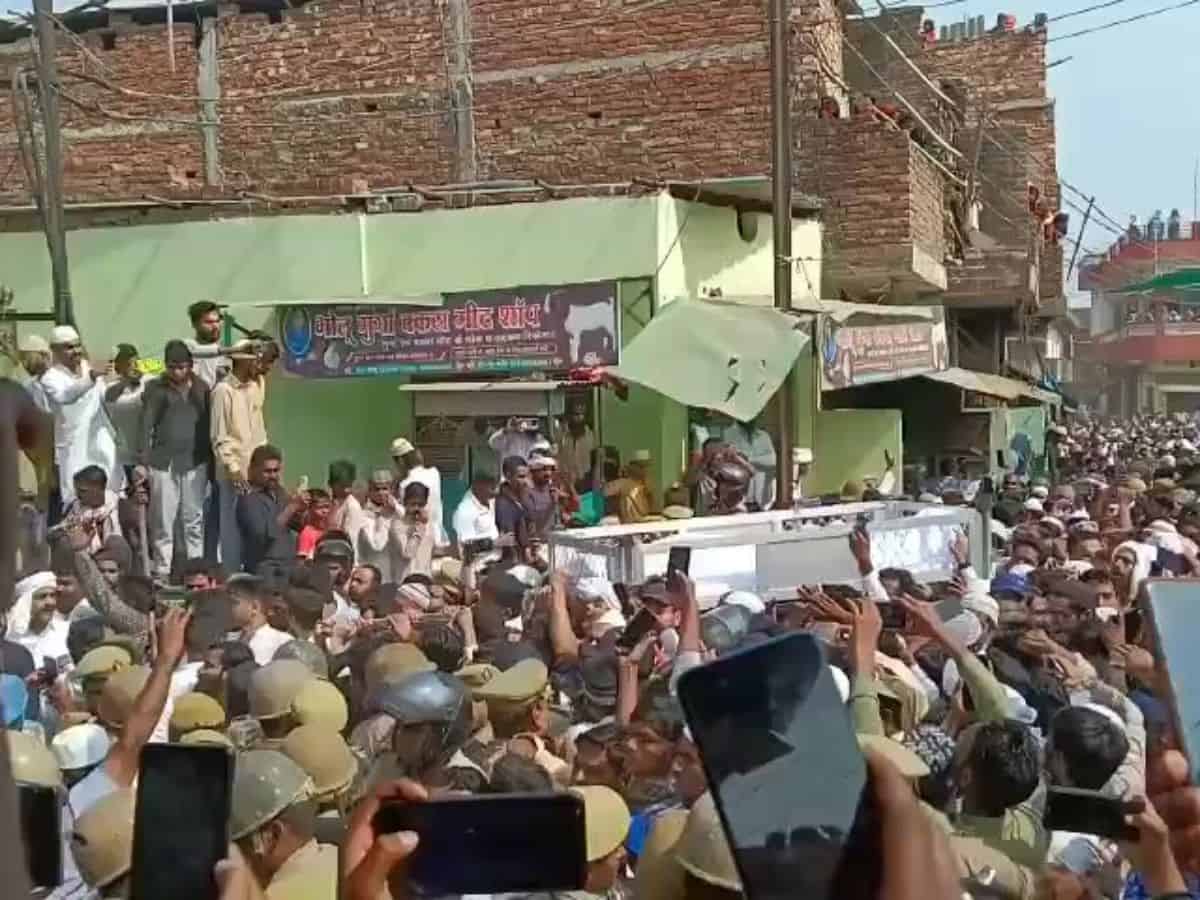 Massive crowd gathers as Mukhtar Ansari laid to rest in UP's Ghazipur