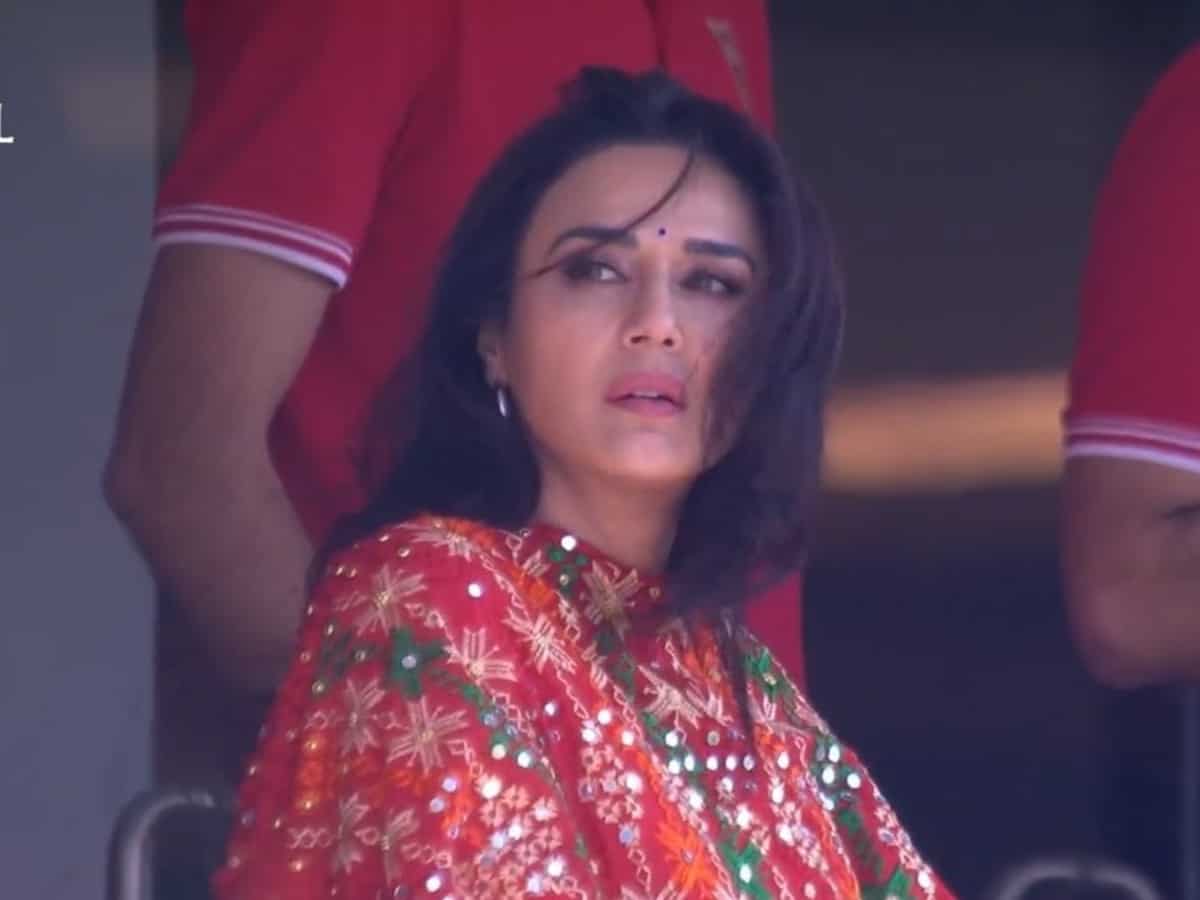 Preity was in the stadium in Mullanpur and watched the Punjab Kings' thrilling match against Delhi Capitals from the stands.