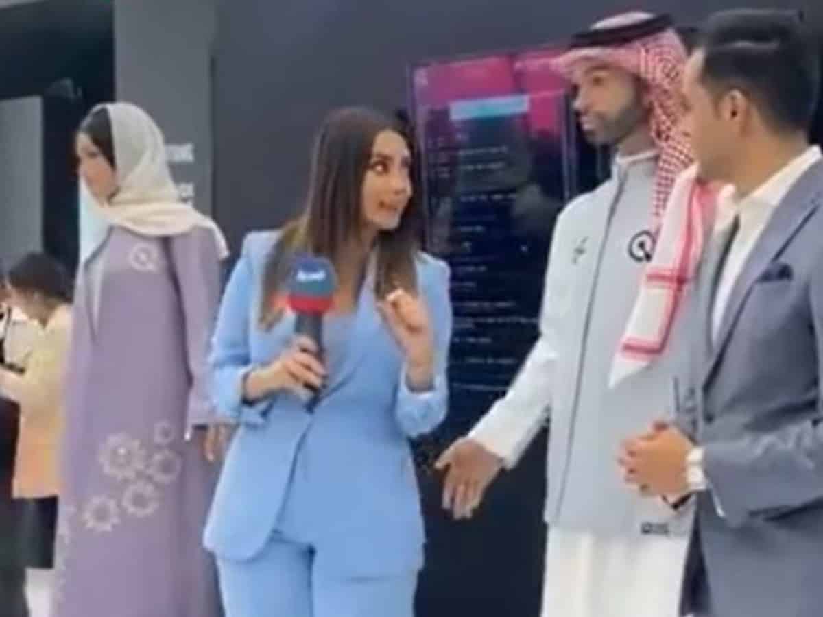 Watch: Saudi Arabia's first male humanoid robot harasses female news reporter