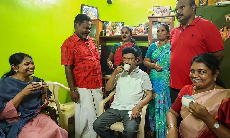 Tamil Nadu Chief Minister and DMK chief M.K Stalin with party leader