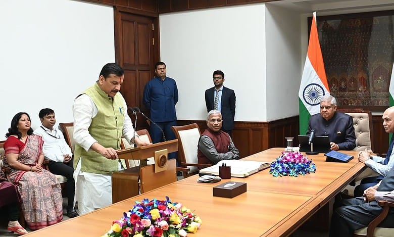 Delhi: AAP leader Sanjay Singh takes oath of RS MP