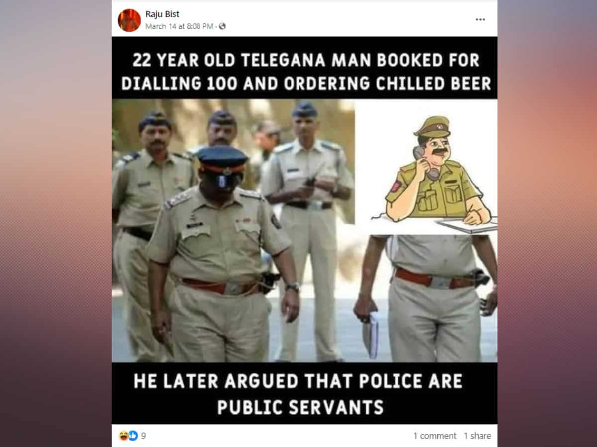 Fake news alert: Viral photo of Telangana man drunk dial police is false