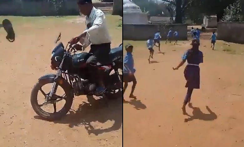 Watch: Chhattisgarh kids chase drunk teacher with slippers