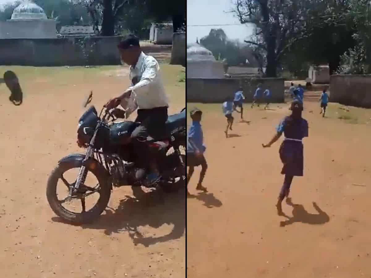 Watch: Chhattisgarh kids chase drunk teacher with slippers