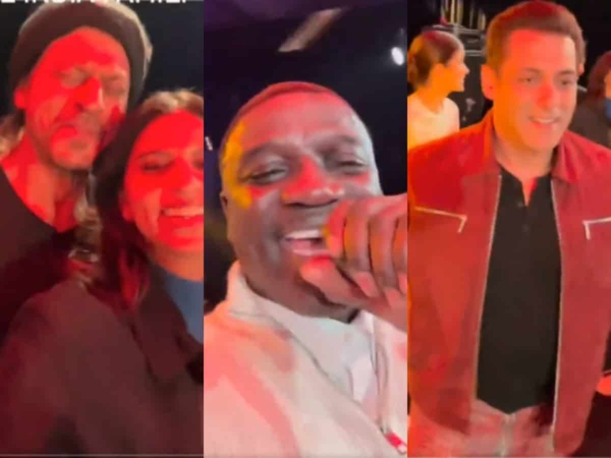 SRK grooves to 'Chammak Challo' with Akon, Salman Khan plays drums