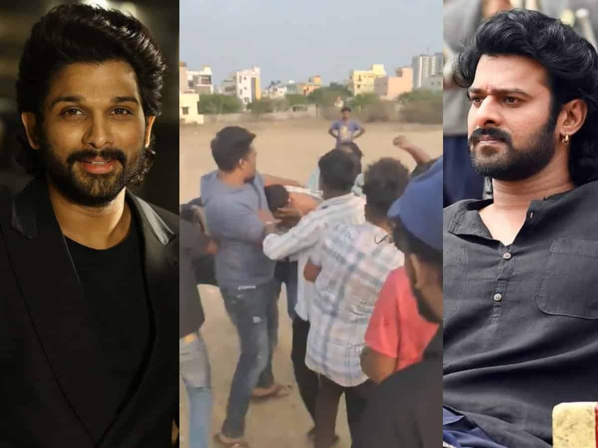 Watch: Huge fight breaks out between Allu Arjun, Prabhas fans