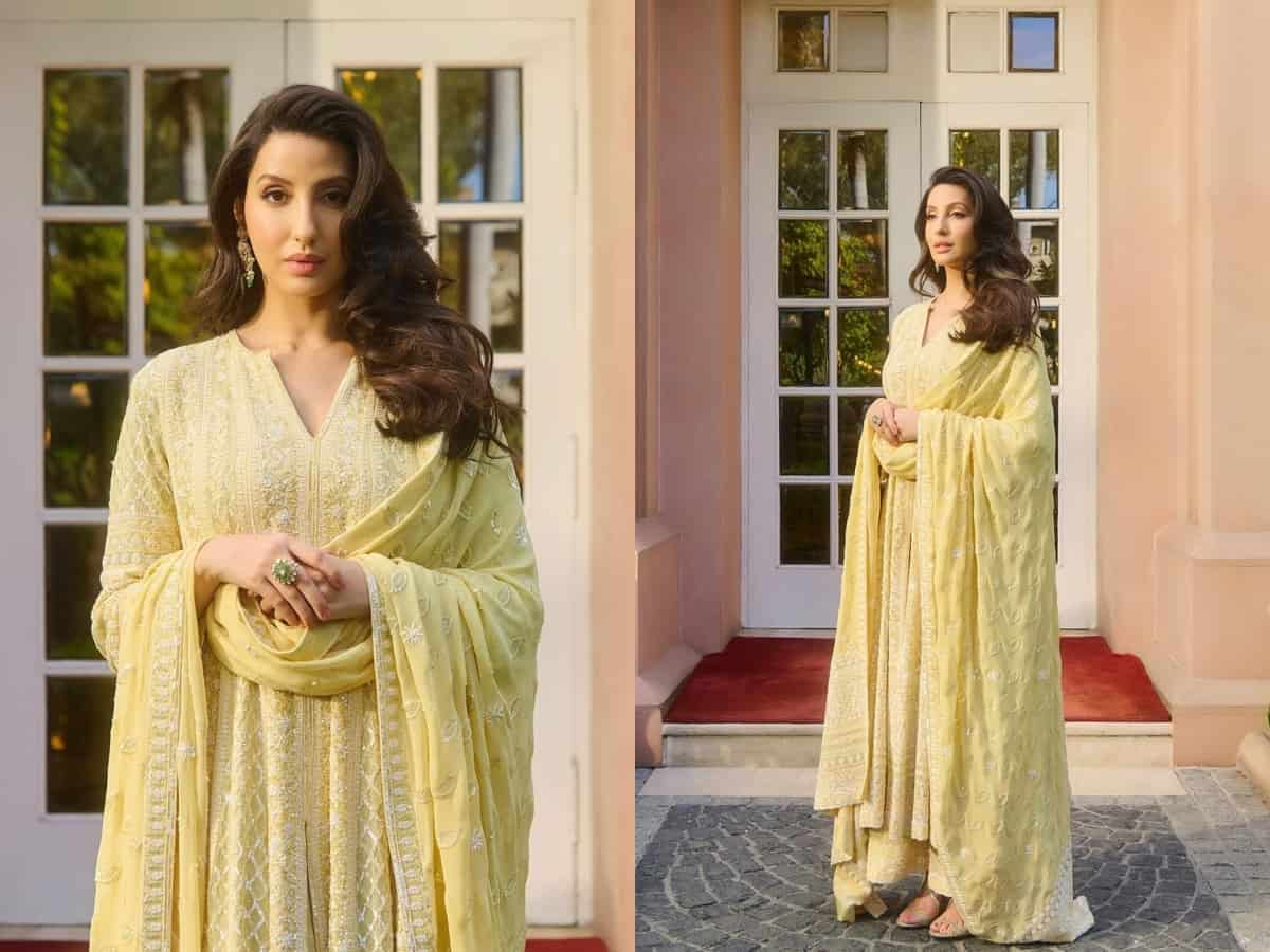 Nora Fatehi dazzles in a yellow ethnic suit; fans call her 'beautiful'