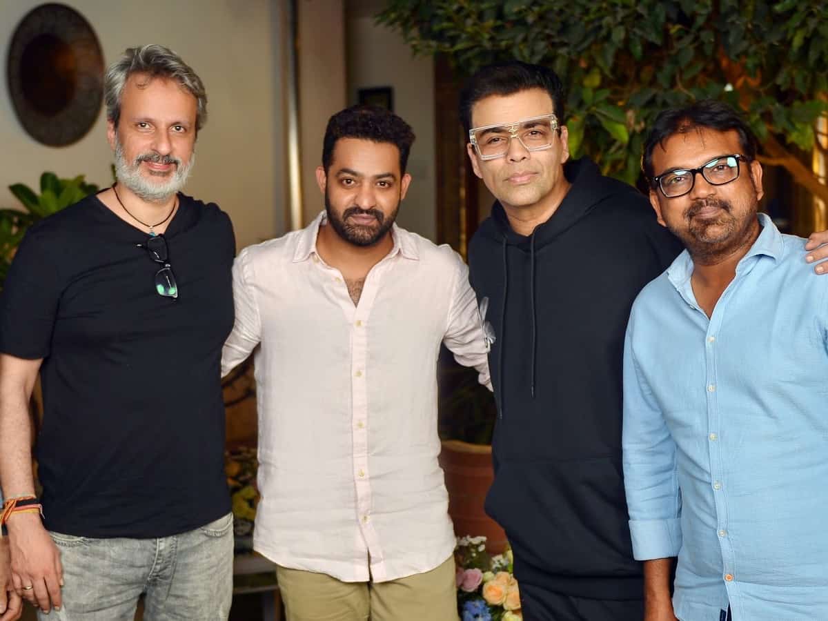 Karan Johar collaborates with team of 'Devara', shares pictures with NTR Jr