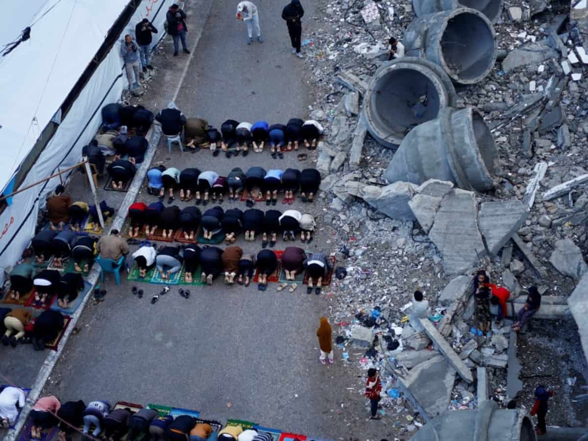 Watch: Palestinians perform Eid Al-Fitr prayers amid ruins of mosques in Gaza