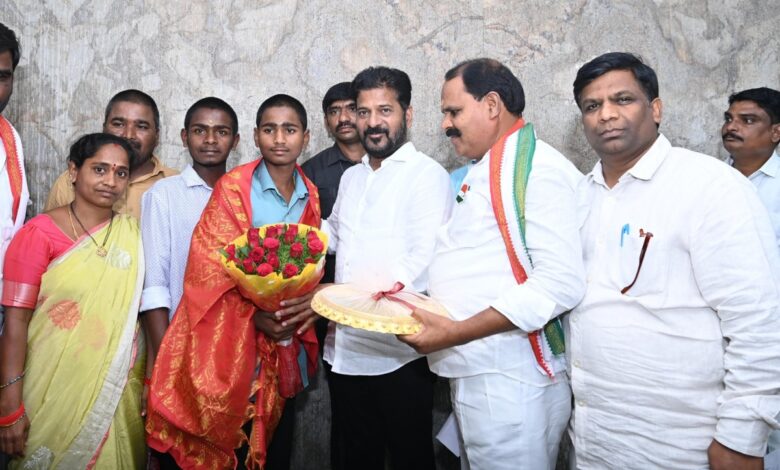 Revanth felicitates teen who saved lives in Hyderabad factory fire