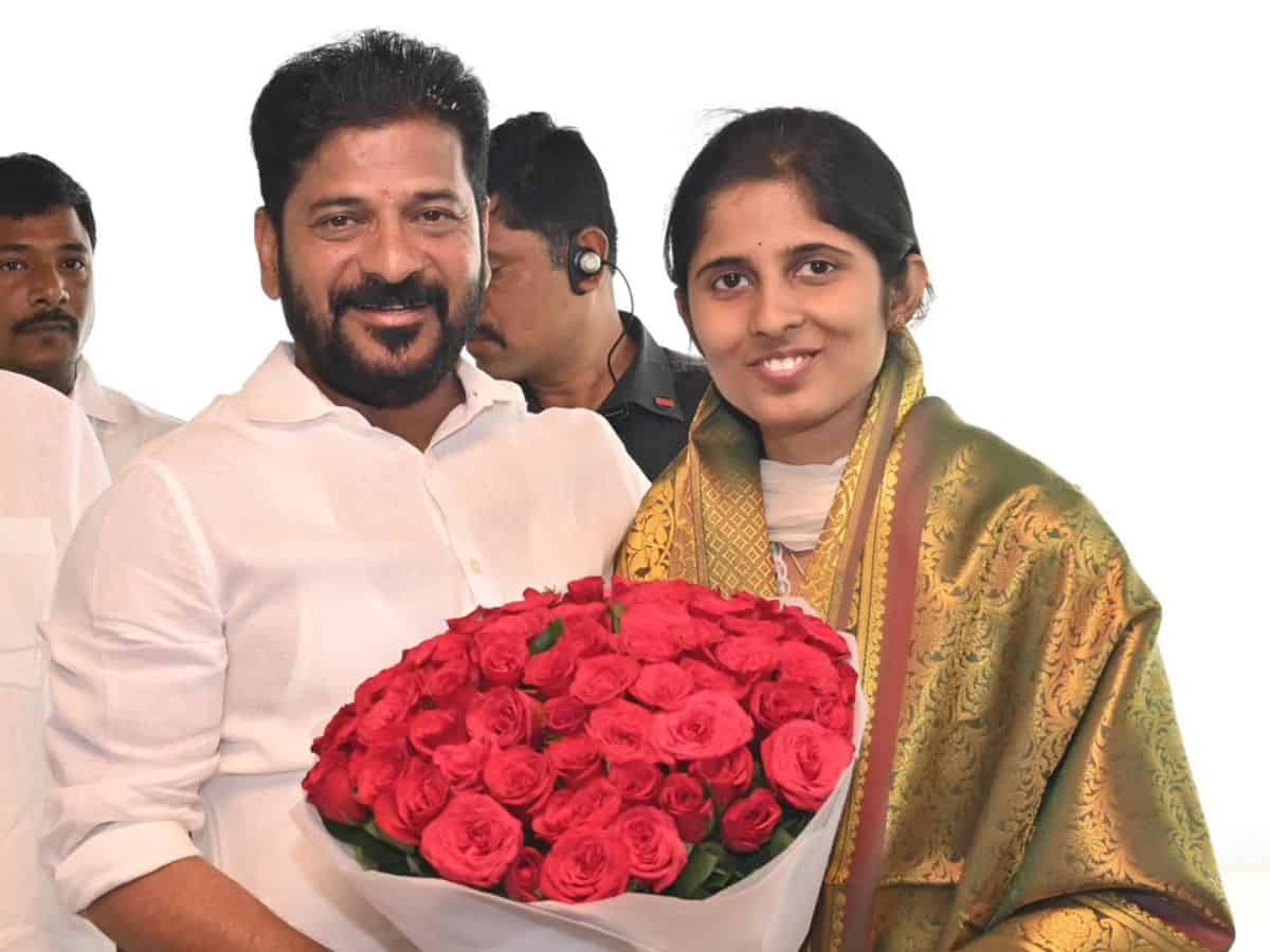 CM Revanth felicitates UPSC 2023 Telangana topper Ananya Reddy