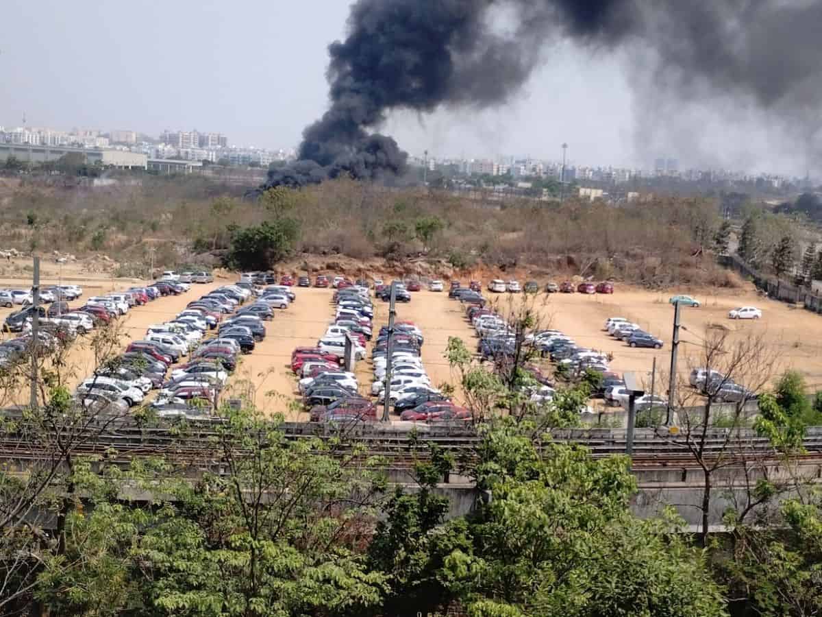 Hyderabad: Fire accident near Miyapur metro, No casualties reported