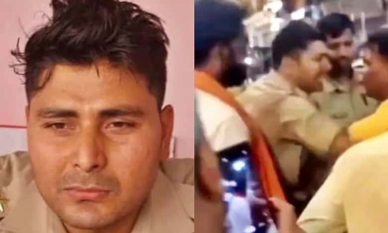 Video: Varanasi police inspector attacked by Hindutva men