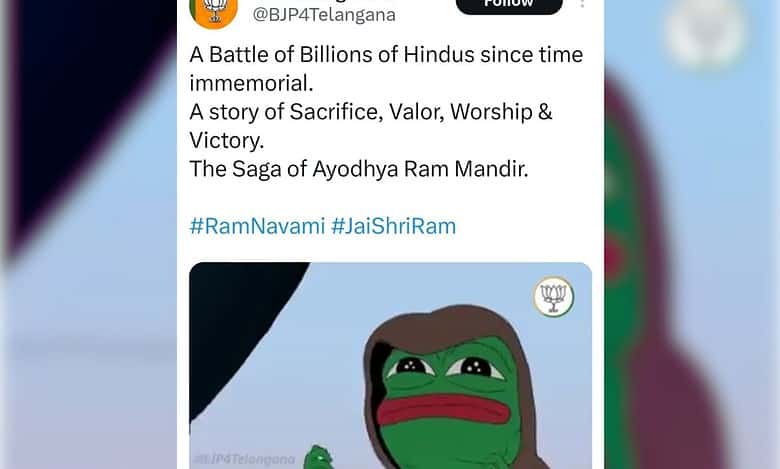 The BJP's official X handle, BJP4Telangana, has sparked controversy by using Pepe the Frog in their election campaign video.