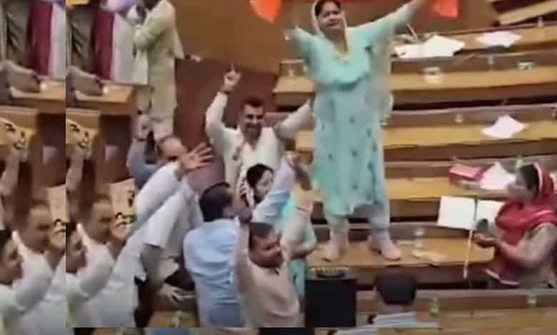 BJP councillors dancing