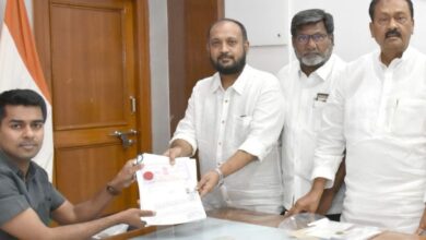Congress Hyderabad candidate Sameer Waliullah filed his nomination on Tuesday.