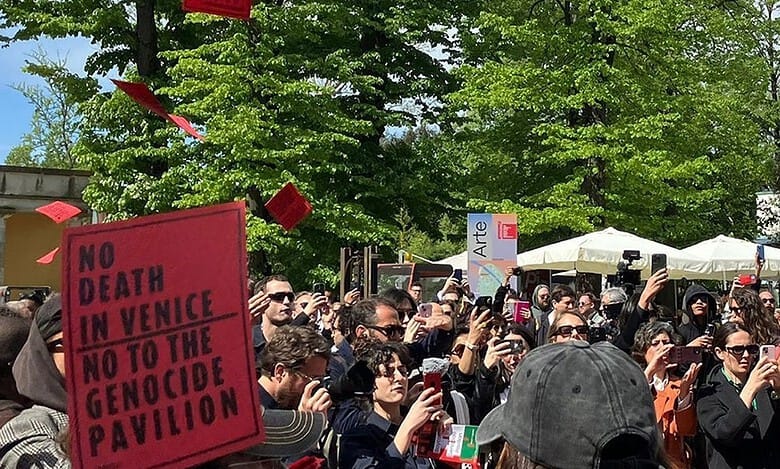 'No to the Genocide Pavilion': Pro-Palestine activist stage protest against Israel at Venice Biennale