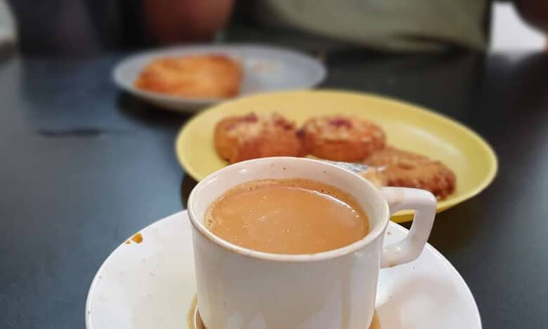 Irani Chai in Hyderabad with biscuits.
