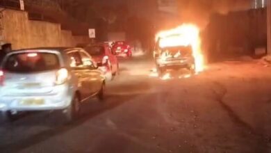 Video: Car catches fire near Hyderabad's National Police Academy