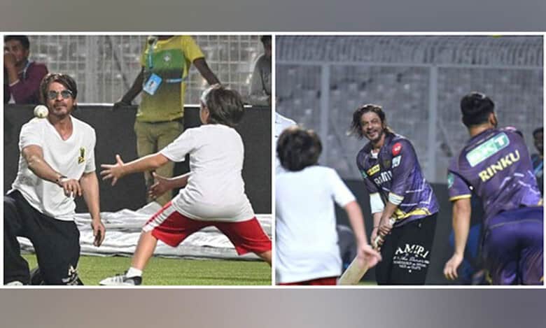 SRK flaunts his batting skills as he plays cricket at Eden Gardens