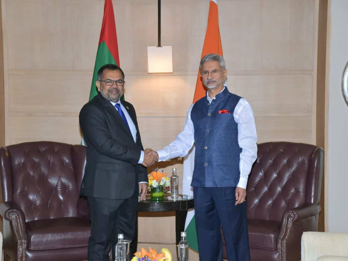 EAM S Jaishankar with Maldivian counterpart Moosa Zameer