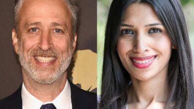Jon Stewart reacts to news that Faiza Shaheen banned from election over liking his video