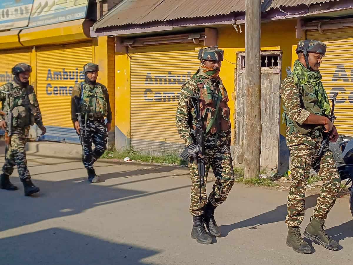 Kulgam: Security forces personnel during an encounter with militants, in Kulgam of Jammu & Kashmir, Tuesday, May 7, 2024. (PTI Photo)