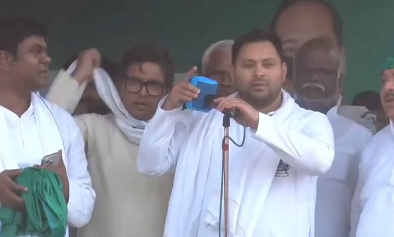 Watch: Tejaswi Yadav plays old speech of PM making huge promises