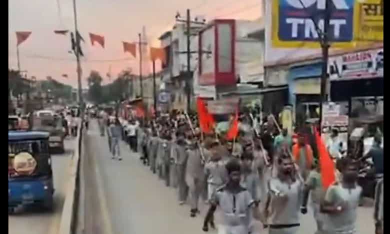 Bajrang Dal members march with canes, swords in Chhattisgarh